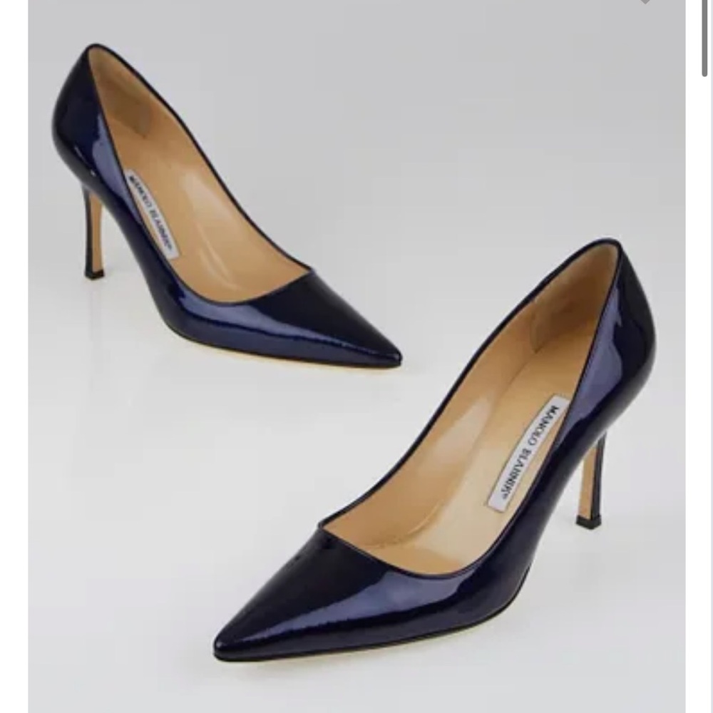 Manolo Blahnik Midnight Blue Patent Heels